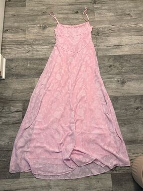 SOLD Princess Polly Light Pink Lace Maxi Dress with Spaghetti Straps